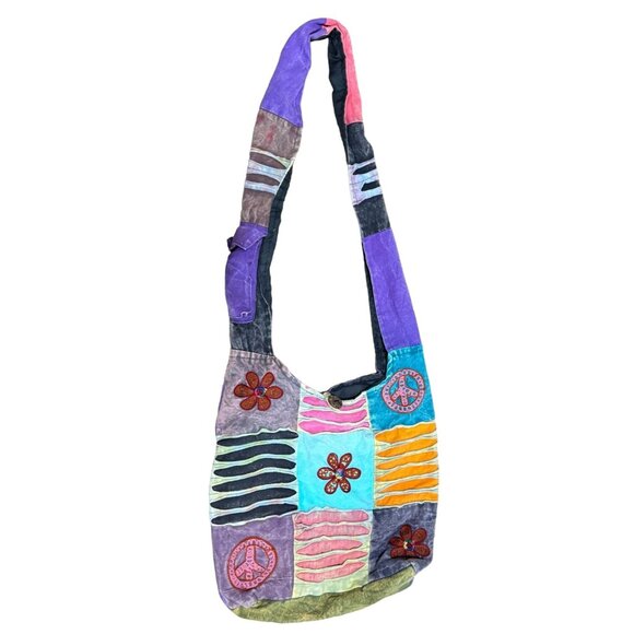 RISING INTERNATIONAL HOBO BAG TOTE PURSE EMBROIDERED PATCHWORK BOHO - Picture 1 of 3
